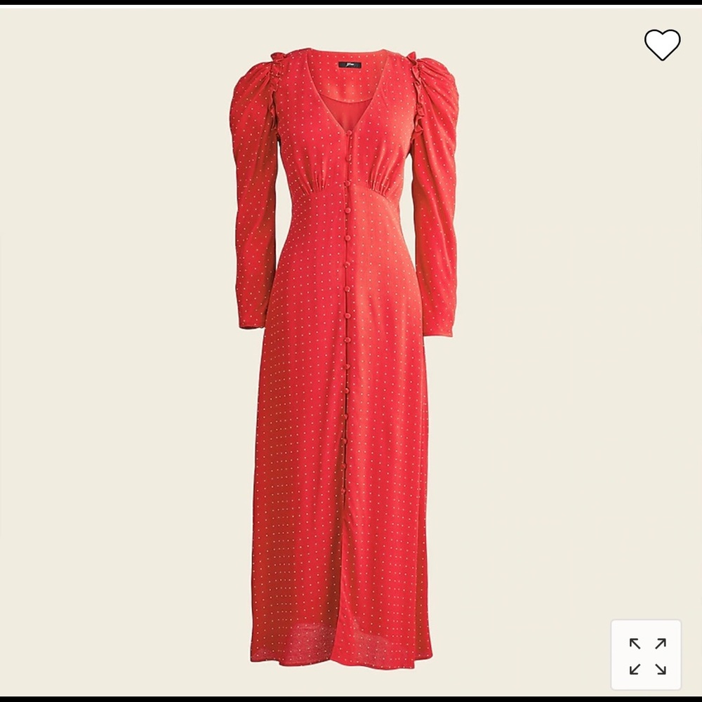 J.Crew Drapey puff-sleeve dress in pin dot